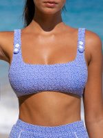 Blue Jacquard Cutout Surf Bra - Image 3