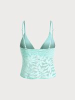 Cyan Lace-Trimmed Tankini Top - Image 7