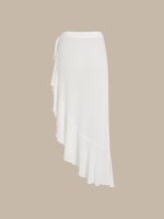 White Asymmetrical Ruffle Cover-Up Skirt - Image 10