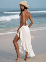 White Asymmetrical Ruffle Cover-Up Skirt - Image 6