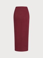 Wine Red Wrap Cover-Up Midi Skirt - Image 7