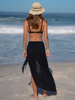 Black Wrap Cover-Up Midi Skirt - Image 3