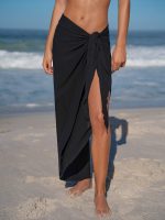 Black Wrap Cover-Up Midi Skirt