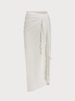 Off White Wrap Cover-Up Midi Skirt - Image 5