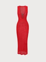 Red Crochet Cutout Cover-up Dress - Image 6