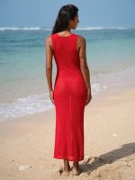 Red Crochet Cutout Cover-up Dress - Image 2