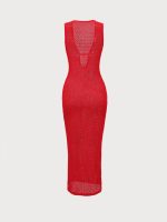 Red Crochet Cutout Cover-up Dress - Image 7