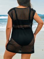 Black V Notch Plus Size Cover Up - Image 2