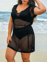 Black V Notch Plus Size Cover Up - Image 3