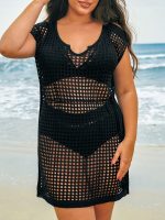 Black V Notch Plus Size Cover Up - Image 5