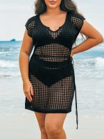 Black V Notch Plus Size Cover Up