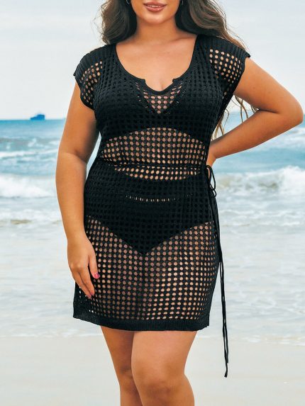 Black V Notch Plus Size Cover Up
