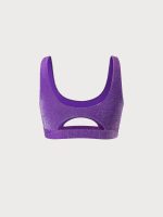 Purple Lurex Cut Out Plus Size Bikini Top - Image 7