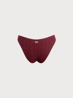 Wine Red Textured High Cut Bikini Bottom - Image 7