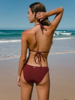 Wine Red Monogram Halter Bikini Top - Image 4