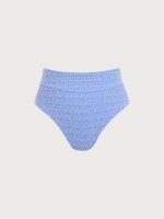 Blue Jacquard High Waisted Plus Size Bikini Bottom - Image 5