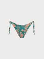 Green Floral Reversible Tie Bikini Bottom - Image 6