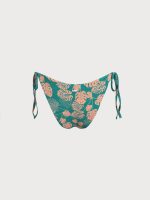 Green Floral Reversible Tie Bikini Bottom - Image 7