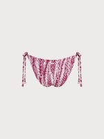 Wine Red Leaf Textured Tie Bikini Bottom - Image 11