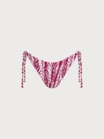 Wine Red Leaf Textured Tie Bikini Bottom - Image 10