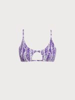 Purple Leaf Textured Cut Out Bikini Top - Image 7