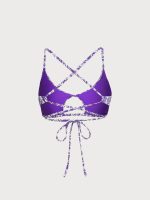 Purple Leaf Textured Cut Out Bikini Top - Image 8