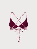 Wine Red Geometric Textured Knot Bikini Top - Image 7