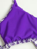 Purple Leaf Textured Cut Out Bikini Top - Image 10