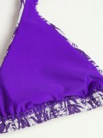 Purple Leaf Textured Strap Bikini Top - Image 12