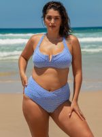 Blue Jacquard Underwire Plus Size Bikini Top - Image 2