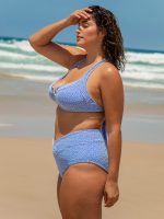Blue Jacquard Underwire Plus Size Bikini Top - Image 4