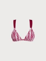 Wine Red Leaf Textured Strap Bikini Top - Image 11