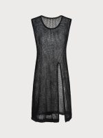 Black Round Neck Cover-up Dress - Image 5