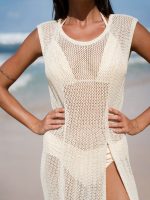 Beige Round Neck Cover-up Dress - Image 5