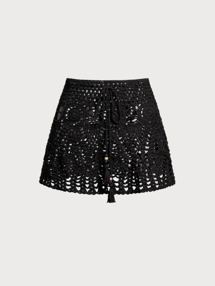 Black Crochet Cover-Up Skirt