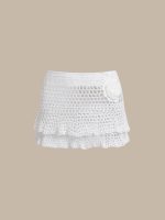 White Crochet Layered Cover-Up Skirt - Image 5