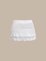 White Crochet Layered Cover-Up Skirt - Image 6