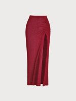 Wine Red Textured Cover-Up Skirt - Image 6