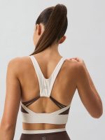 Coffee Contrast U Neck Sports Bra - Light Support - Image 3