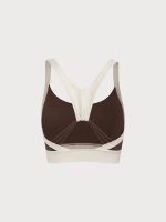 Coffee Contrast U Neck Sports Bra - Light Support - Image 6
