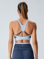 Navy Contrast U Neck Sports Bra - Light Support - Image 7