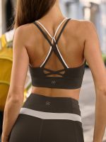 Dark Coffee Contrast X Cross Sports Bra - Image 2
