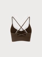 Coffee Contrast X Cross Sports Bra - Image 9