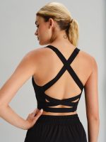 Black Strappy Open-Back Sports Bra
