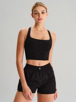 Black Strappy Open-Back Sports Bra - Image 5