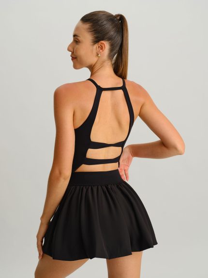 Black Strappy Back Active Tank Top - Light Support