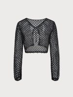 Black Crochet Cover-up Cardigan - Image 8