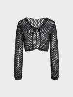 Black Crochet Cover-up Cardigan - Image 7