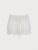 White Double-Layer Crochet Cover-Up Skirt - Image 6