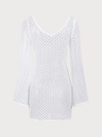 White Crochet Mesh Skirt Blouse - Image 7